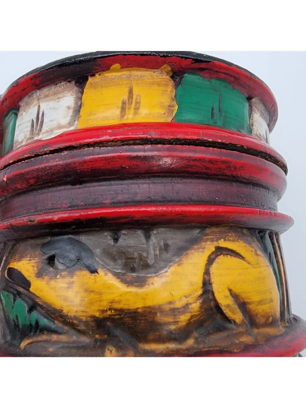 Mexican Folk Art Hand-Painted Wooden Frog Box